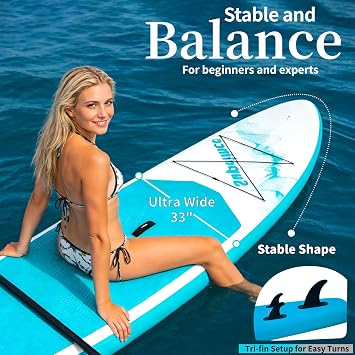 Inflatable Stand Up Paddle Board - Upgraded Glue-Free Hot Melt Technology, Long Service Life, 10'6, Anti-Slip EVA Deck, Full SUP Accessories, Included for Adults Youth All Skill Levels