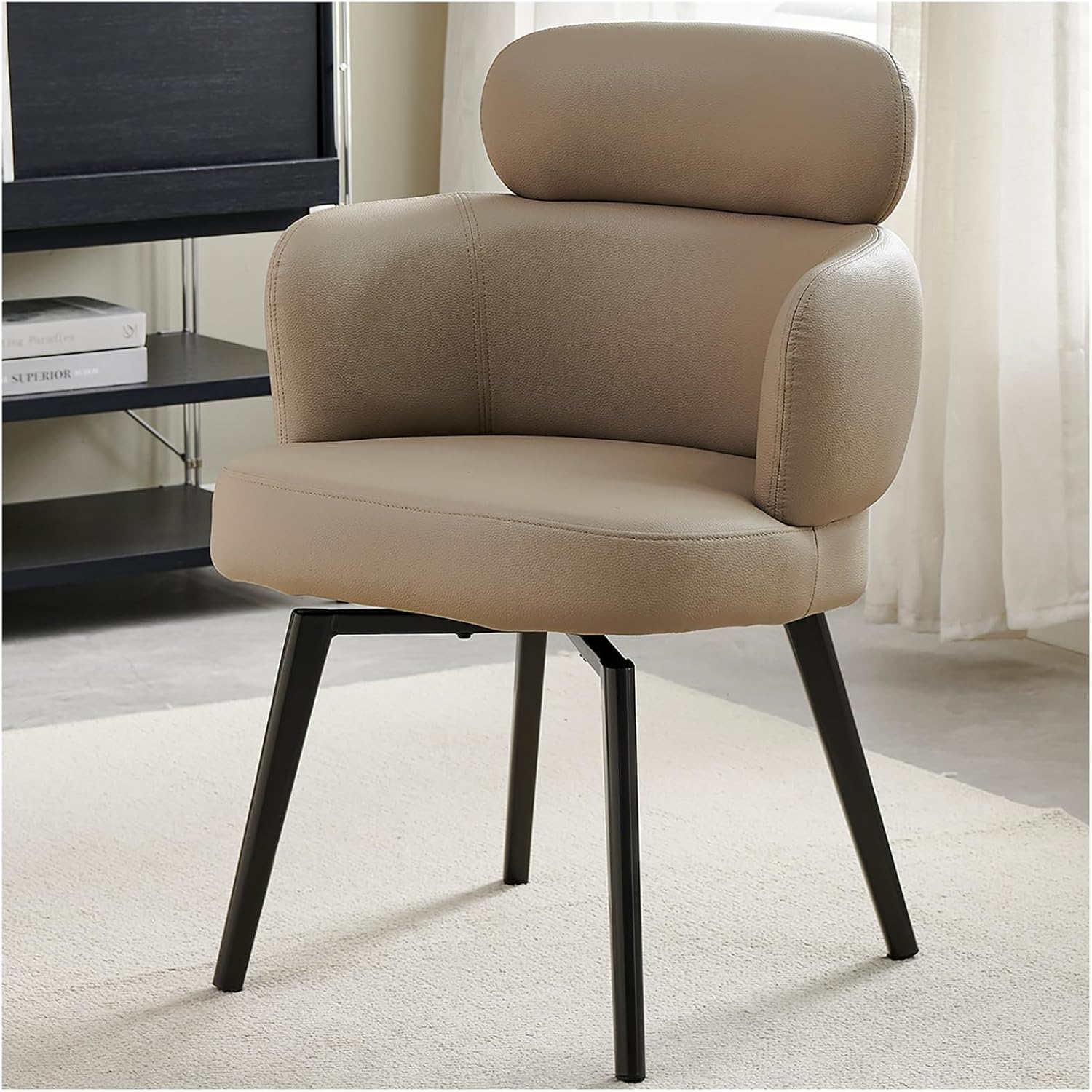 ZTGL Modern Swivel Dining Chairs, Comfy Upholstered Side Chair for Kitchen Living Room, Office Chair No Wheels with Arms, Versatile Accent Chairs with Metal Legs,D,180°Rotating(2 PCS)