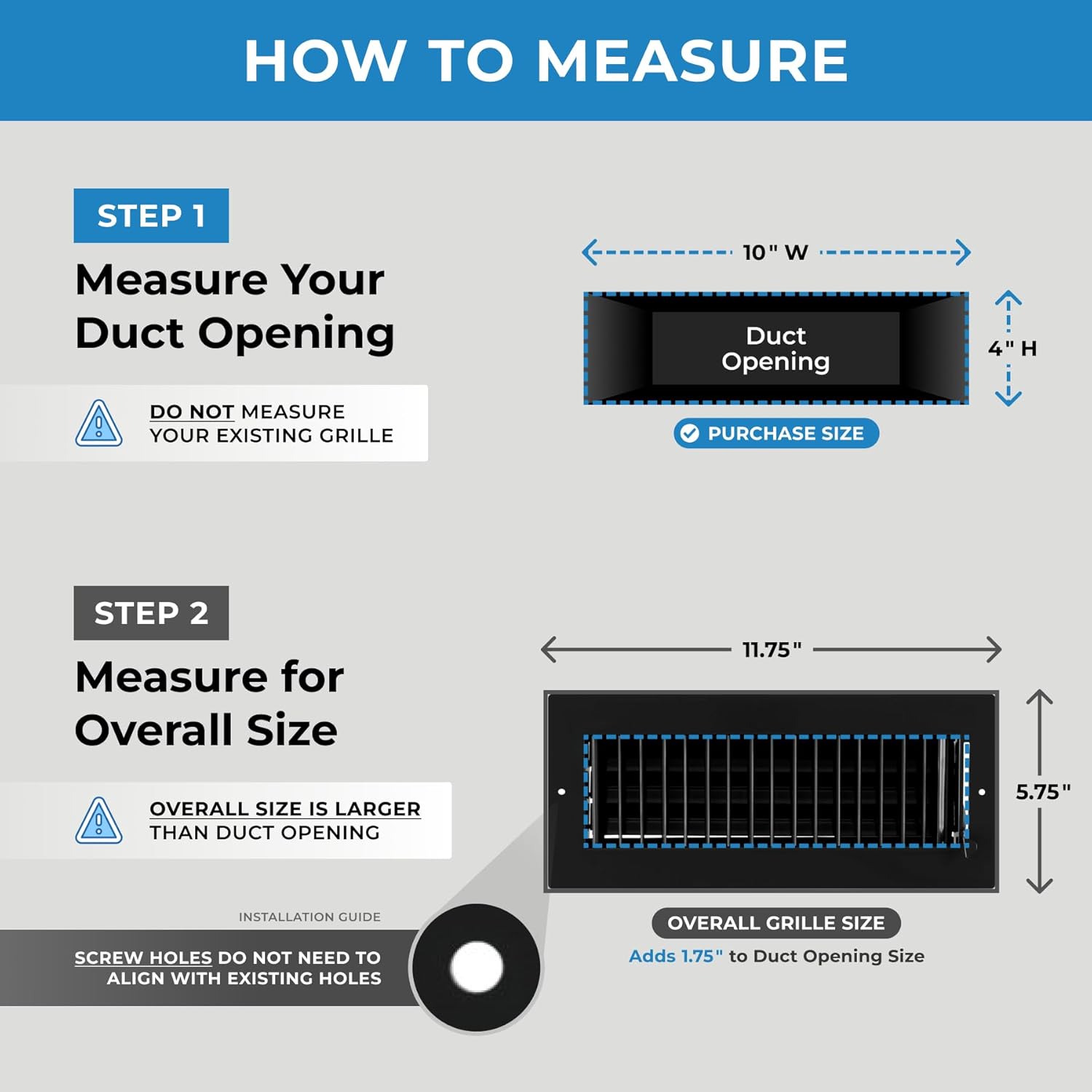 10" X 4" Adjustable AIR Supply Diffuser - HVAC Vent Cover Sidewall or Ceiling - Grille Register - High Airflow - Black [Outer Dimensions: 11.75" w X 5.75" h] 10 X 4 Black