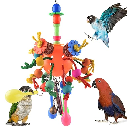KATUMO Bird Toys, Parrot Toys Parakeet Foraging Shredder Hanging Toys Bird Ball Treats for Conure Mini Macaw Cockatiel Lovebird Small-Medium Birds