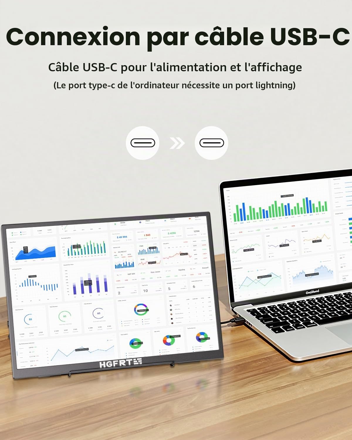 Moniteur Portable 12,3", 1920×1280 FHD IPS Mini Écran PC, 15:10, sRGB 100%, 60Hz, Haut-parleurs, USB-C, Mini-HDMI, VESA, Écran PC Portable Additionnel pour Gaming & Travail (sans Tactile)