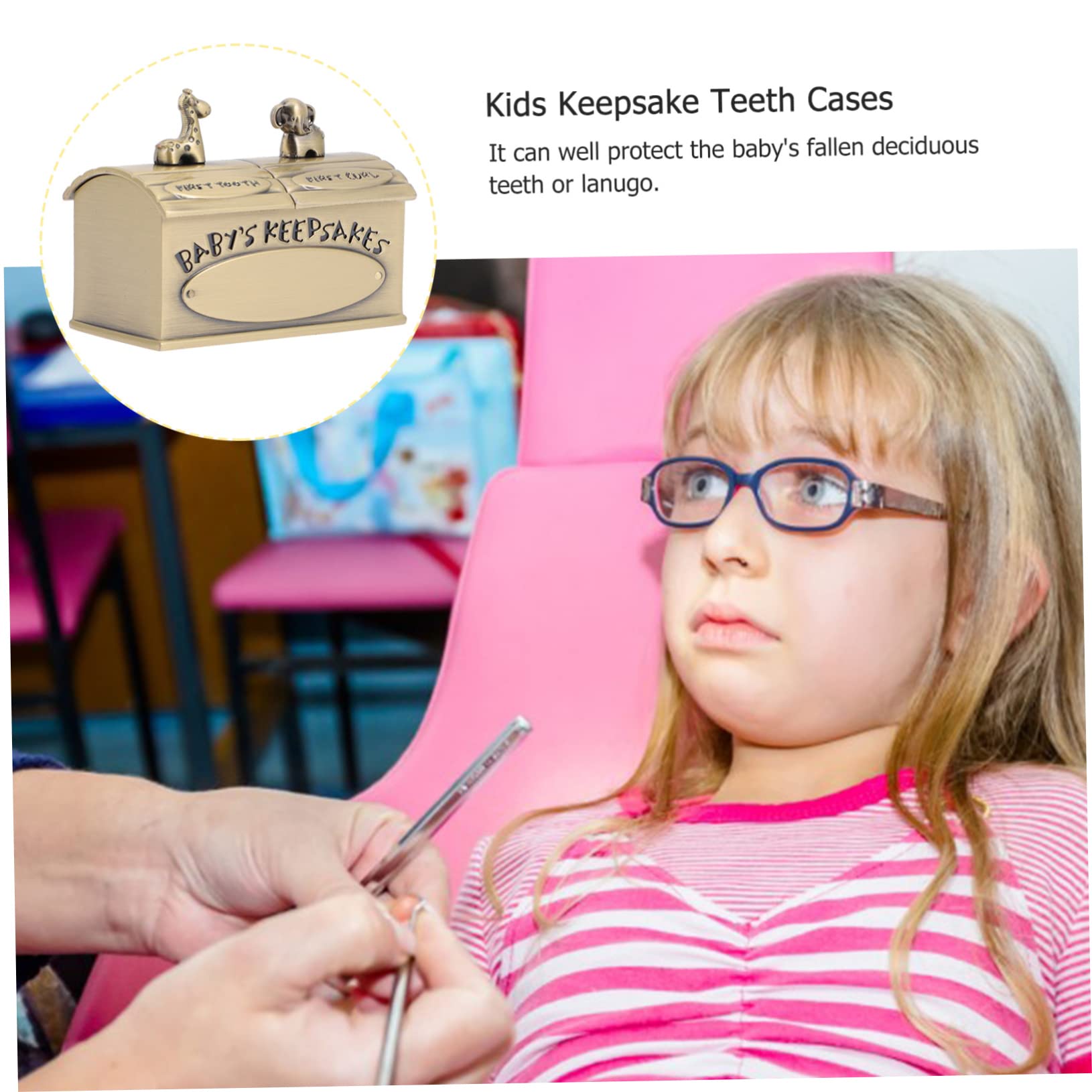 Hemoton Metal Tooth Box Keepsake Container for First Tooth and Lanugo Durable Metal Design present for Showers and Special Occasions Colors and Shapes for Boys