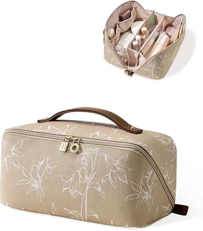 Necessaire de maquiagem EACHY floral, marrom AD-Brown, grande