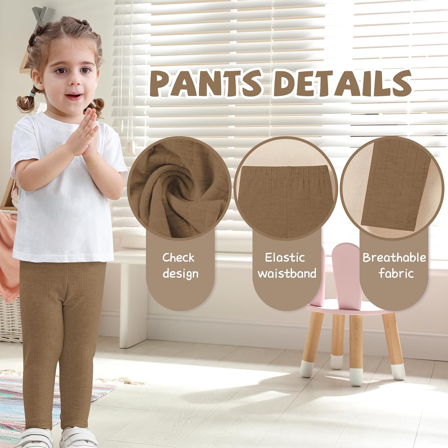 3 Pack Baby Girl Pants Soft Ribbed Leggings for Toddler Girl Newborn Cotton Bottoms Casual Playing Pull On Sweatpants