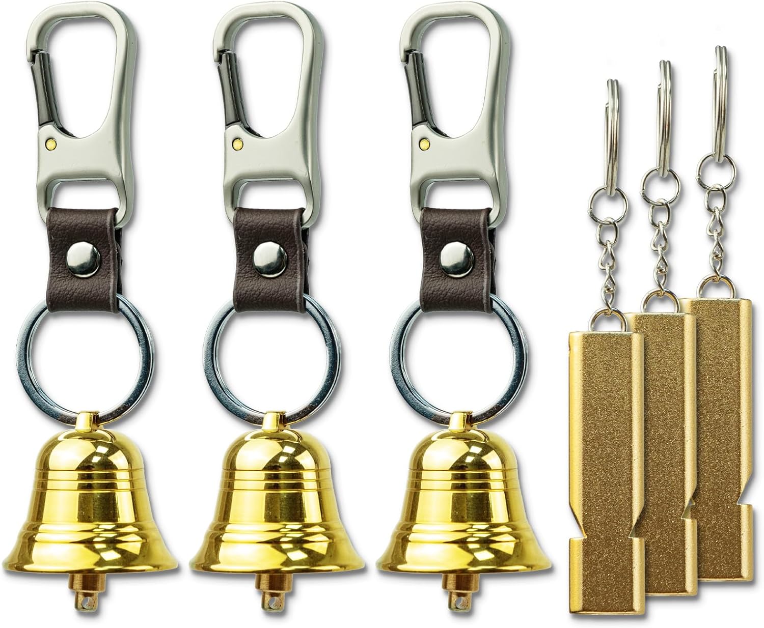 3 Pcs 1.5 Inch Emergency Bear Bell with Whistle Set for Hikers, 3 in 1 Bear Whistle Hiking for Cycling. 3 Pcs 1.5 Inch Emergency Bear Bell with Whistle Set for Hikers, 3 in 1 Bear Whistle Hiking for Cycling.