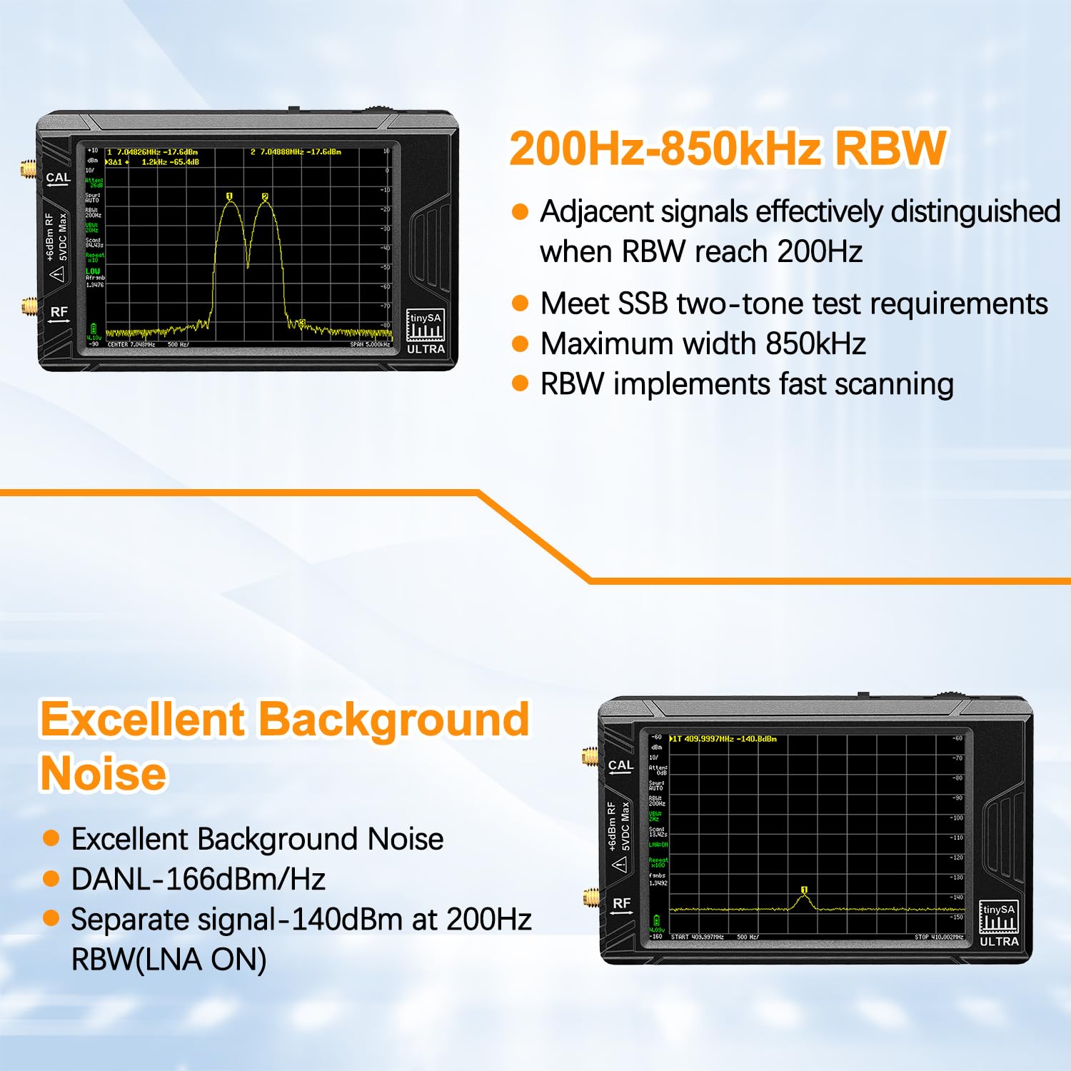 2023 TinySA Ultra Spectrum Analyzer, 100kHz to 5.3GHz Handheld Tiny Frequency Analyzer, 2-in-1 Signal Generator 100kHz to 800MHz Input with 32GB SD Card 4 Inch Sensitive Touch Screen & 3000mAh Battery