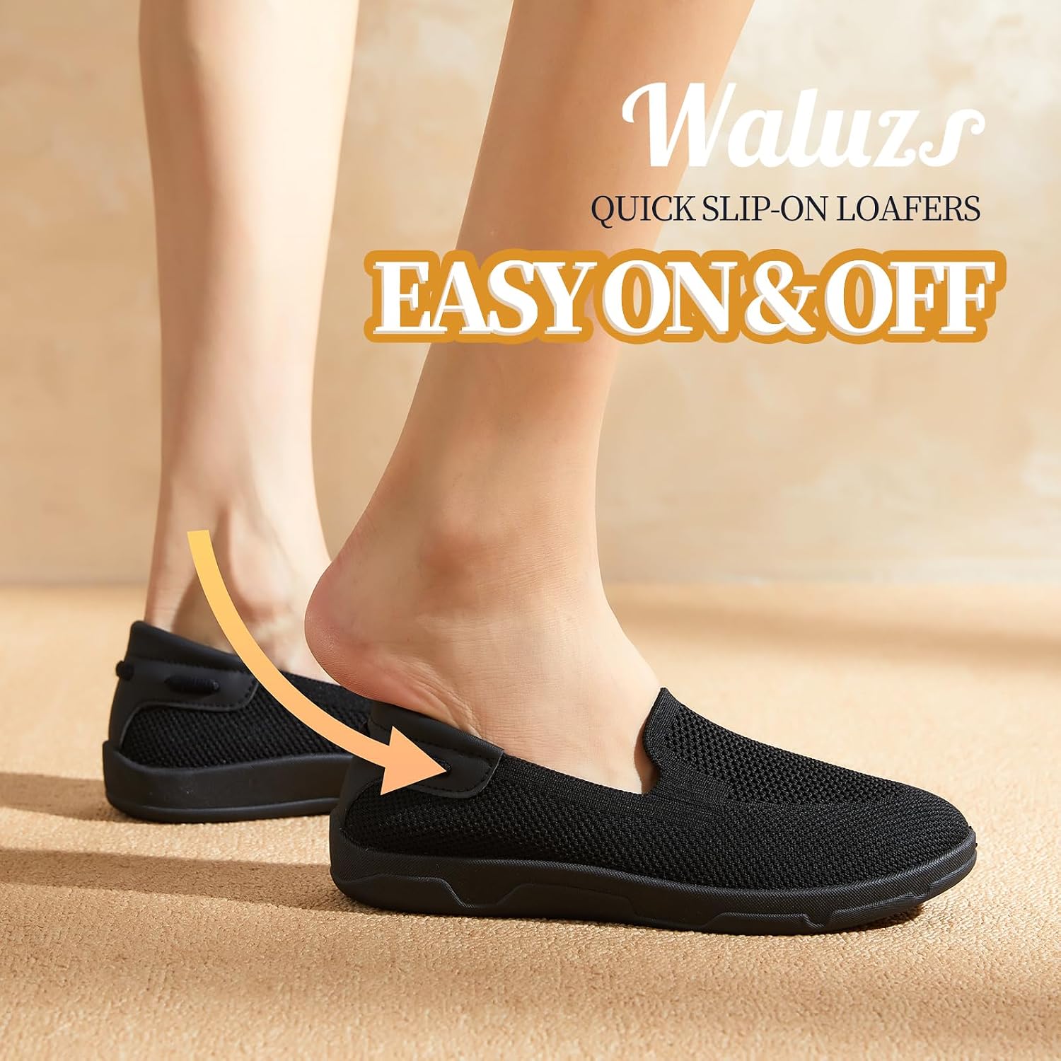 Waluzs Women's Barefoot Loafers Wide Toe Box Knit Shoes Business Casual