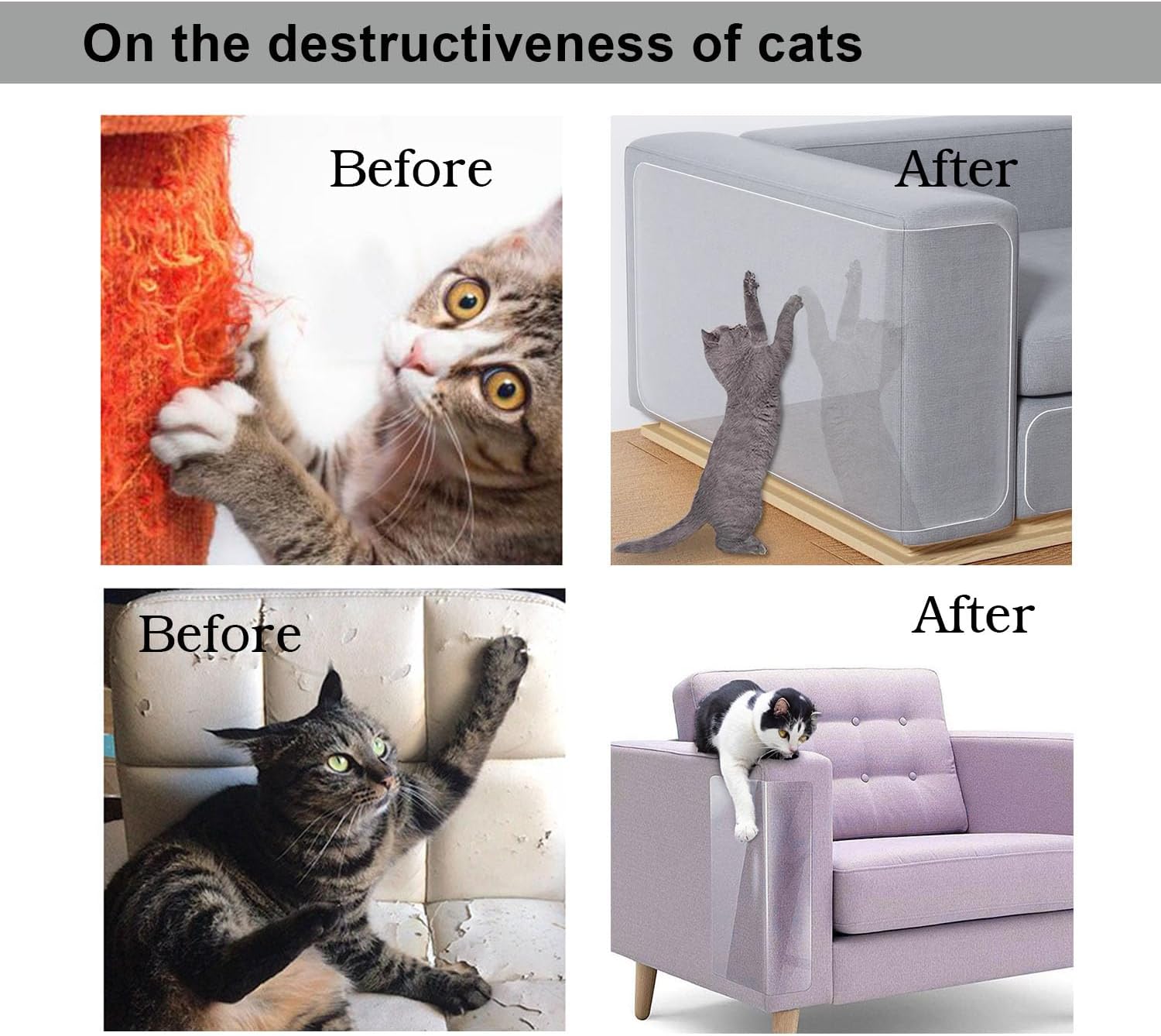 review 12PCS Furniture Protectors from Cats,Clear Self-Adhesive Anti Cat Scratch Deterrent w/Twist Pins,Couch Protector for Cats,Cat Sofa Protector,Strong,Cat Deterrent Accessories,forFurniture,Door,Walls