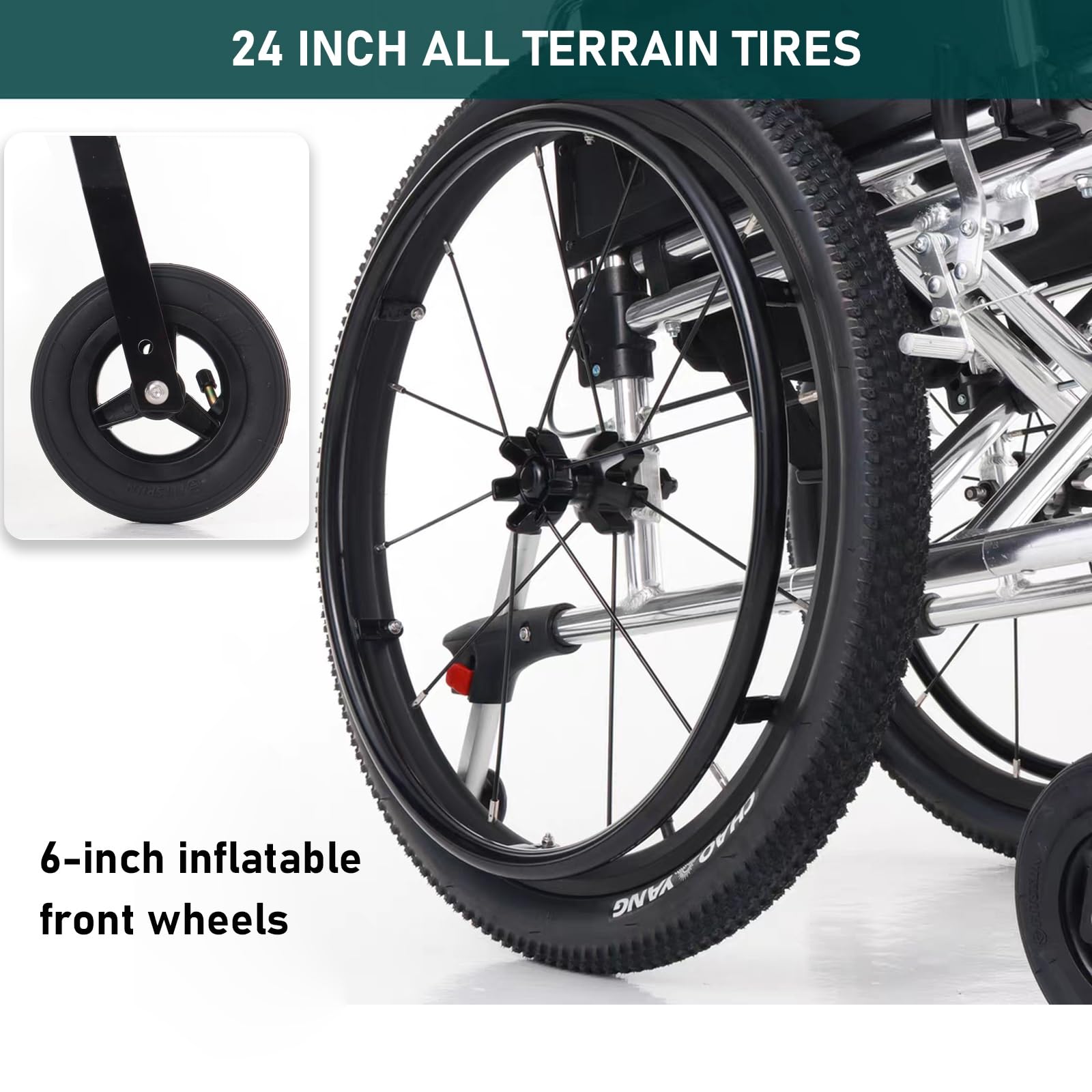 Silla de Ruedas Deportiva Manual Plegable,Ultraligera de Aleación de Aluminio, Extracción con un botón,Silla De Transporte De Ruedas Grandes De Ocio,Transporte Fácil