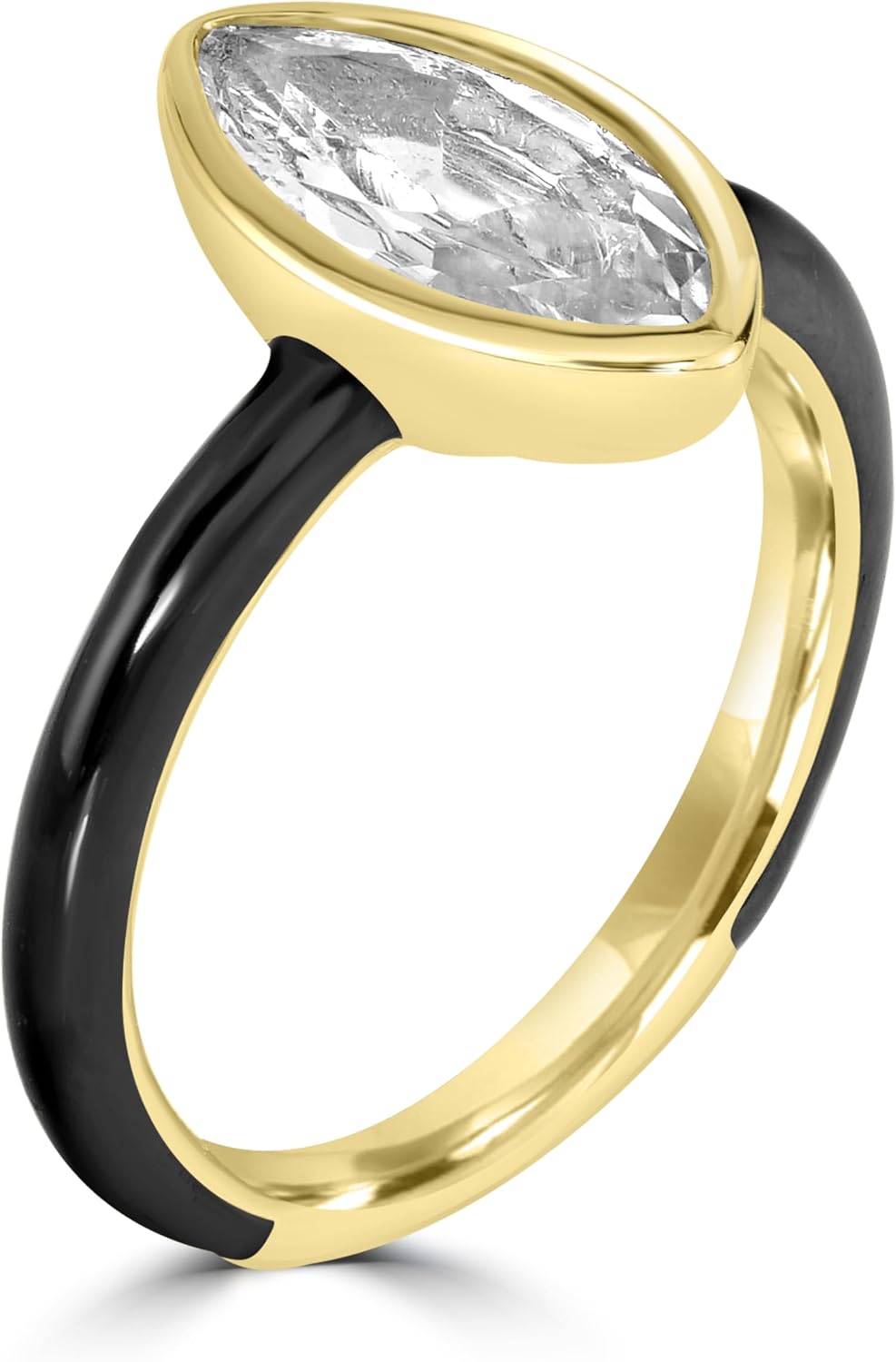 Bob Mackie Jewelry White Gold over Brass Marquise Cut White Cubic Zirconia Ring
