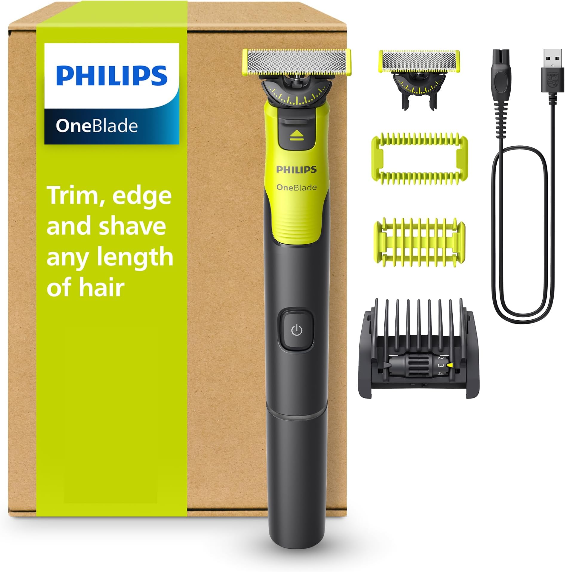 OneBlade 360 Connected Face + Body, Hybrid Electric Beard Trimmer, Shaver and Body Groomer. Incl. 1x 360 Blade, 1x Original Blade (8 Month Supply), 5-in-1 Comb, 1 x Body Kit, Model QP4631/30