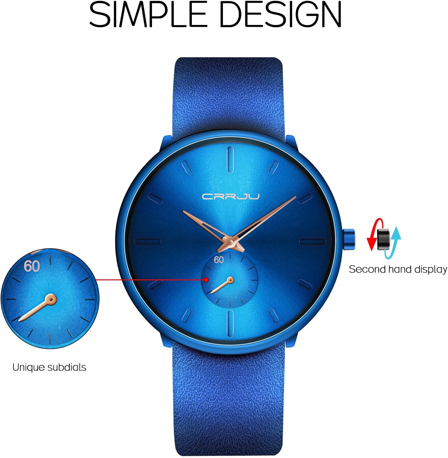 Mens Watches Ultra-Thin Minimalist Waterproof-Fashion Wrist Watch for Men Unisex Dress with Leather Band - Image 5