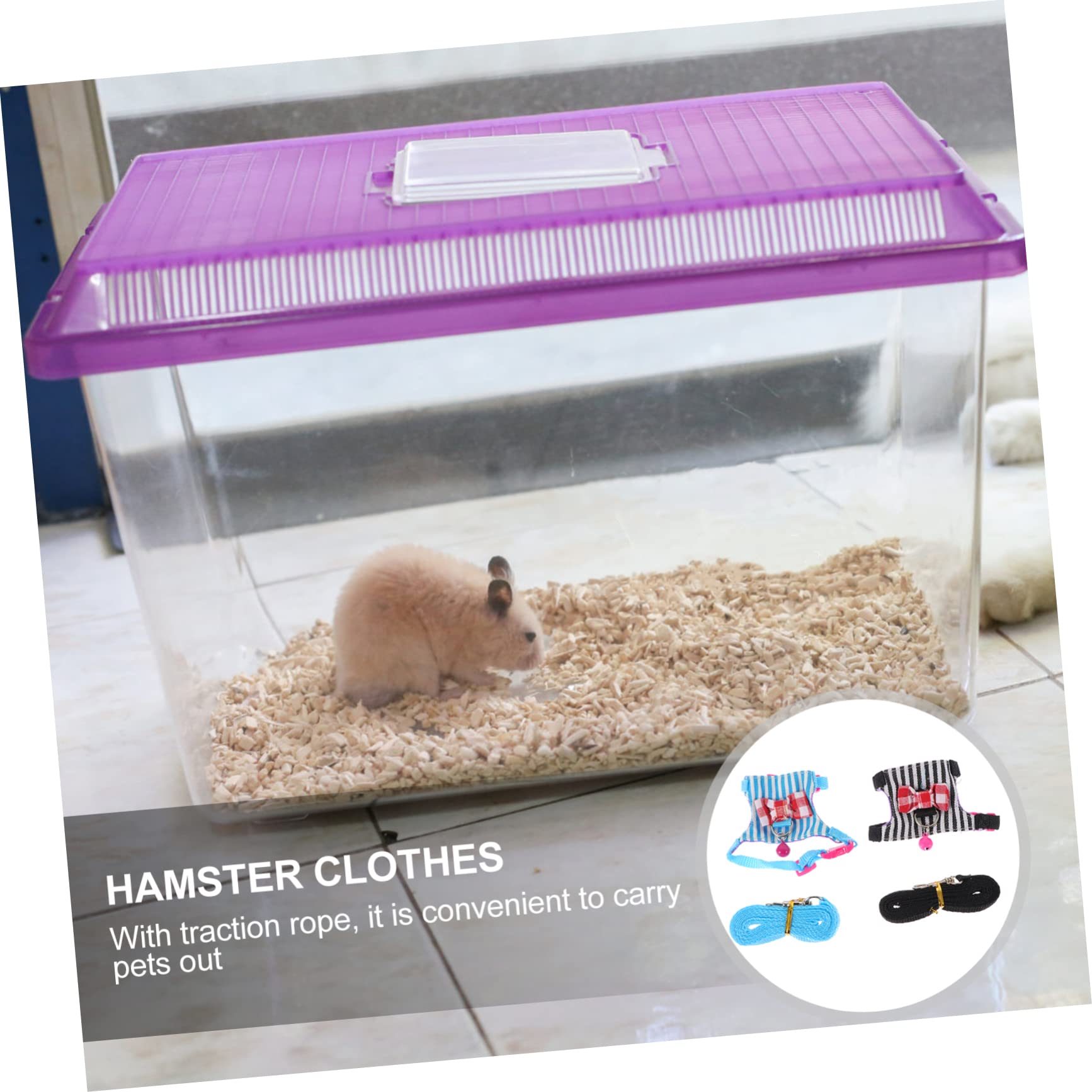 BCOATH 2sets Decorative Hamster Harness Adjustable Portable Leash for Small Pets Comfortable Rat Traction Rope Breathable