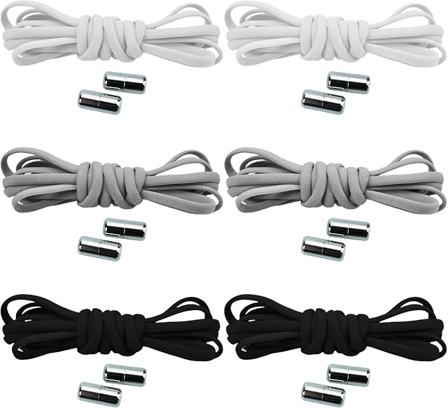 beifon 6 Pairs No Tie Elastic Laces for Adults/Kids Trainers Elastic Running Laces with Metal Lock No Tie Shoe Laces Tieless Laces for All Shoes Universal-Shoelaces Replacements