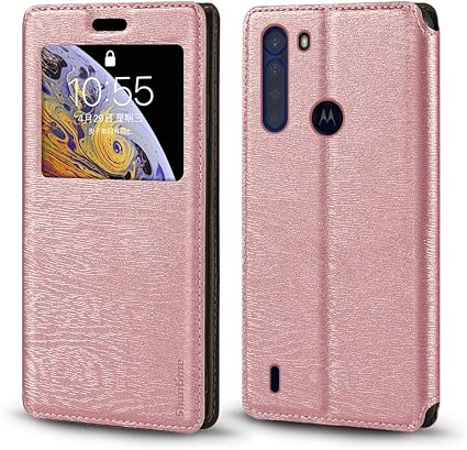 Capa para Motorola One Fusion, capa de couro de grão de madeira com  porta-cartão e janela, capa flip magnética para Motorola One Fusion |  Amazon.com.br