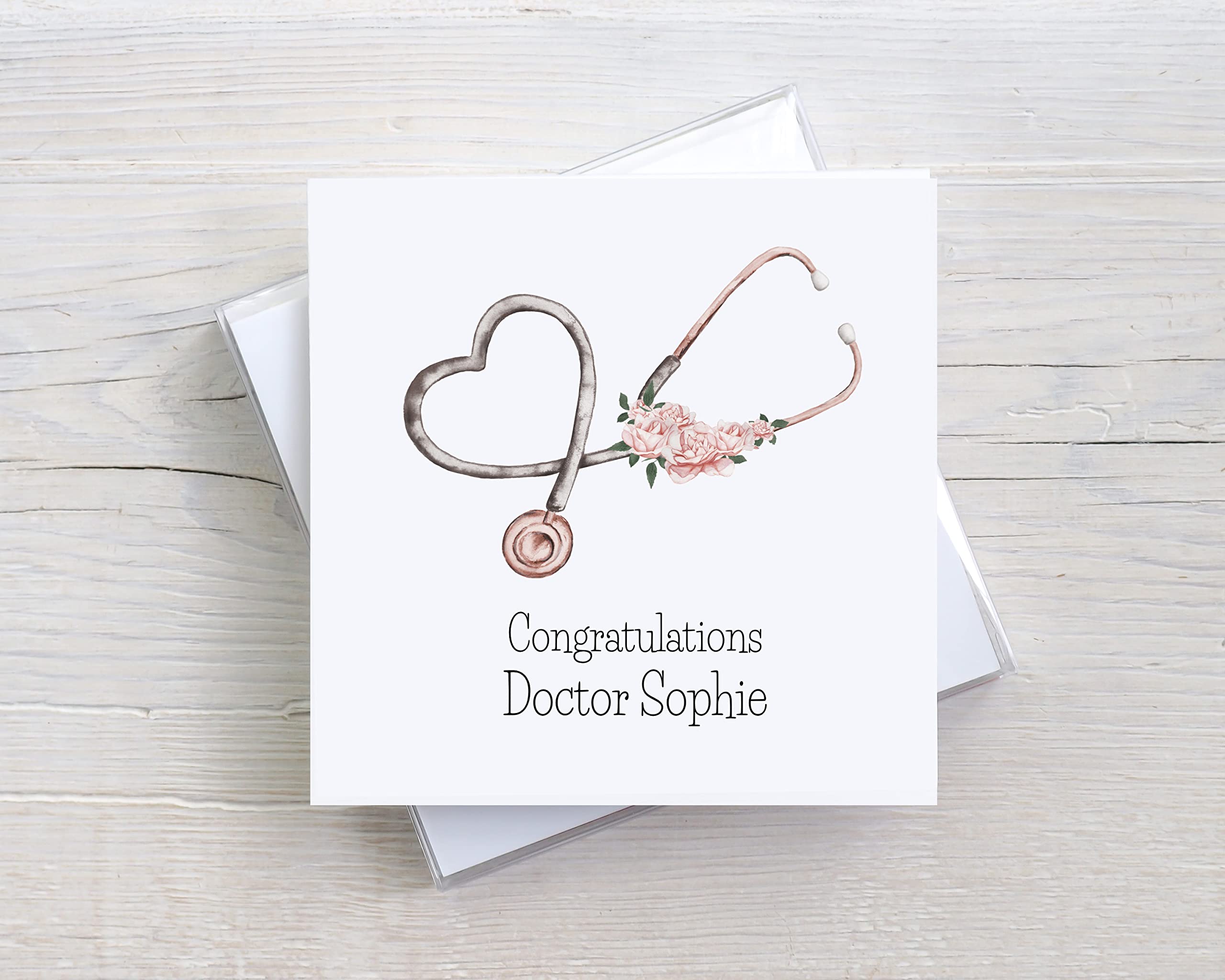 Congratulations Card for Doctor, Pink Stethoscope, Graduation Gift, New Job Card