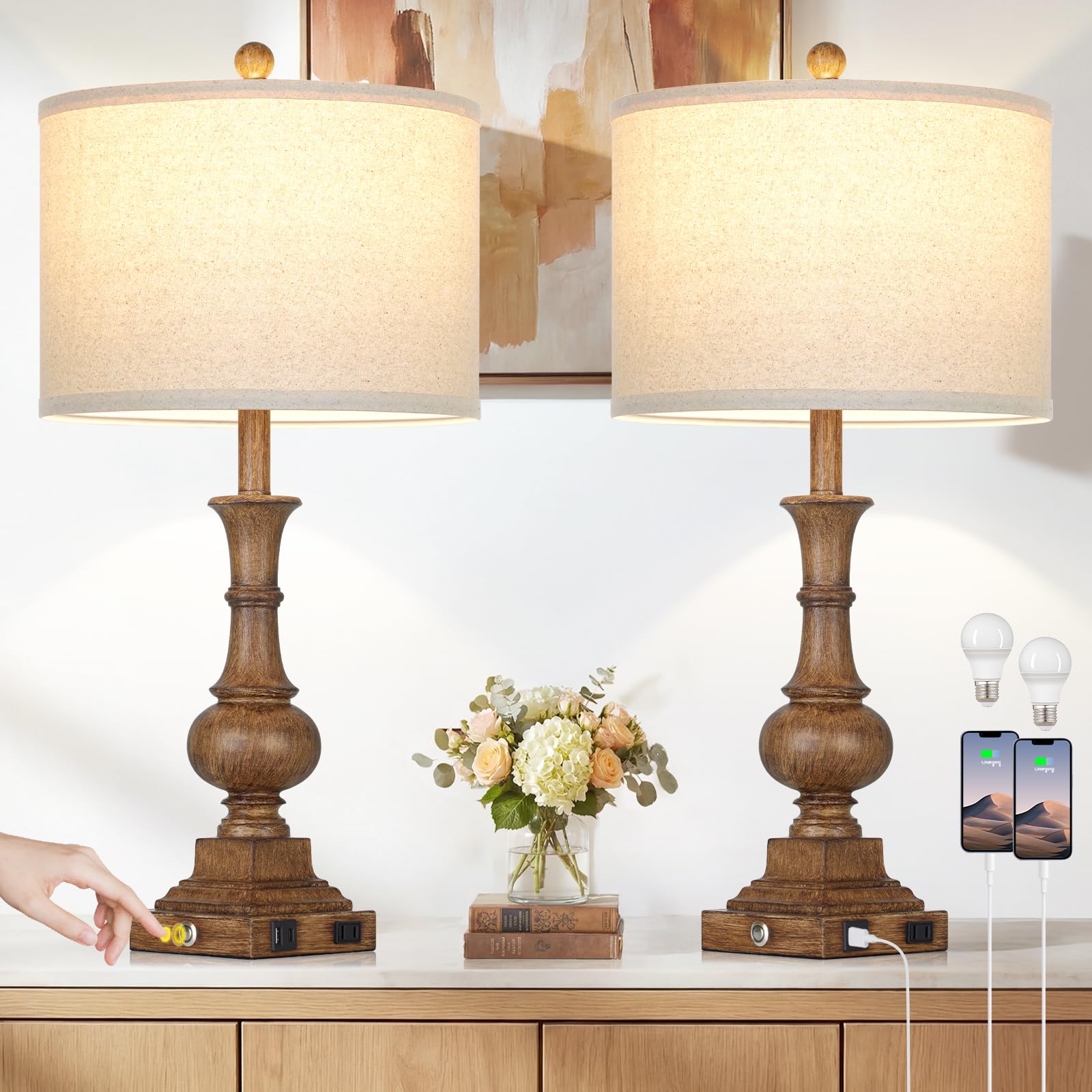 Photo 1 of Cinkeda Farmhouse Table Lamps Set of 2