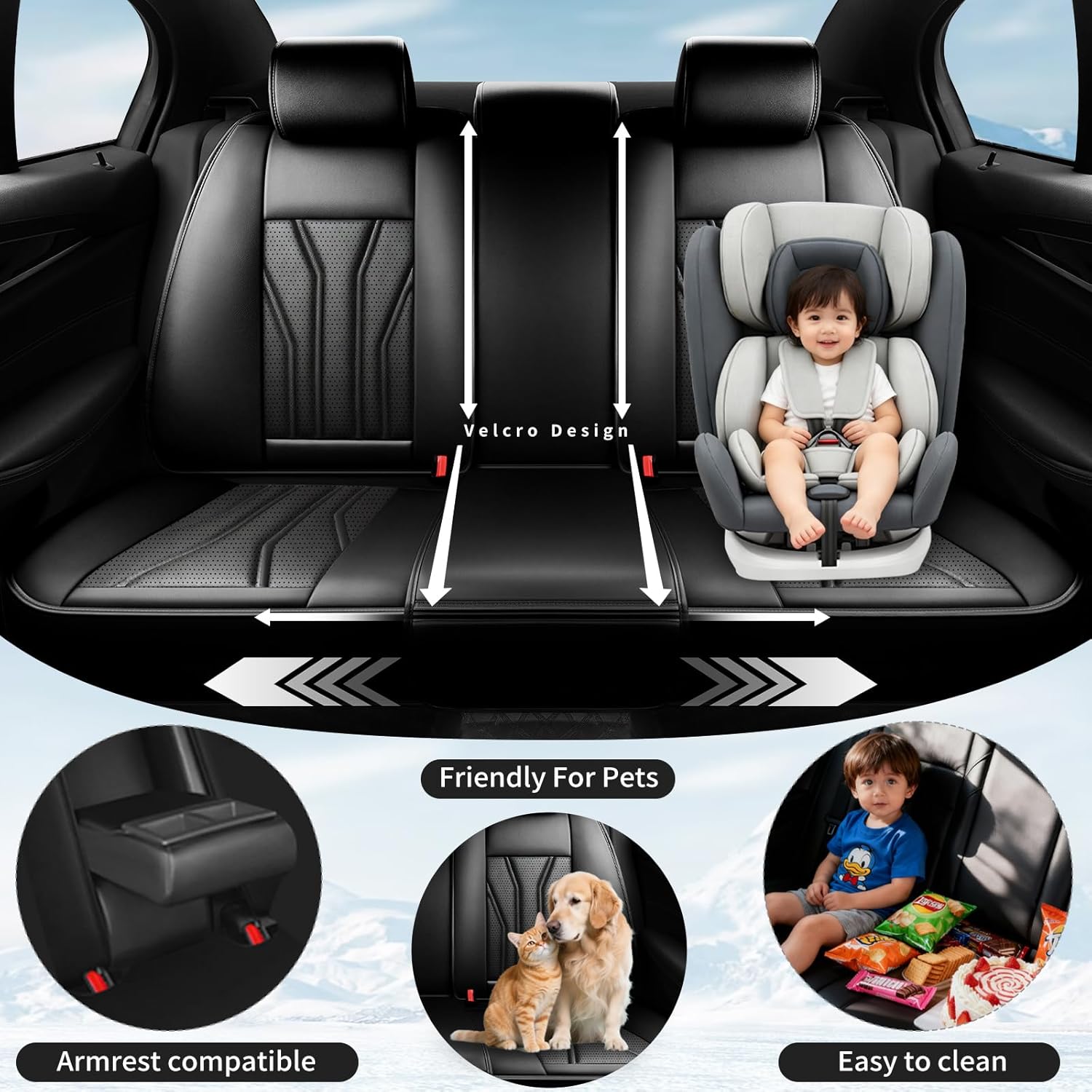 Fit RAV4 Car Seat Covers Compatible with Toyota RAV4 2013-2025 2026, Premium Leather Breathable, Wear Resistant, Airbag Compatible, All-Weather Protection & Full Coverage, Full Set All Black