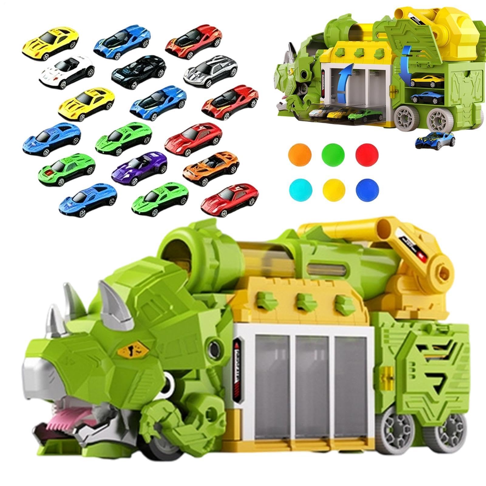 Camión Dinosaurio Juguete Infantil Coche Plegable Juego Con Compartimento | Coche De Juguete Con 6 Pelotas Para Edades 3 A 8 Años Juego Y En Casa Y Suelo Interior