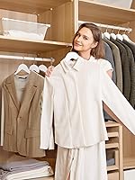 Vista 2 de HOUSE DAY - Juego de 10 perchas de madera blanca, percha de madera maciza con barra antideslizante, percha de abrigo de madera resistente