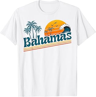 Retro Bahamas Beach Summer Vacation Sunset 70s 80s Palm Tree T-Shirt