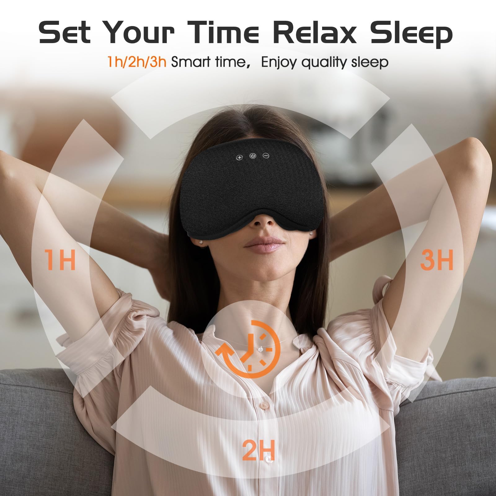 Maska do spania Bluetooth ze zdejmowanymi miseczkami 3D, bambusowe, bawełniane, bezprzewodowe słuchawki dla osób śpiących na boku, zaciemniająca maska na oczy z timerem, do podróży i medytacji