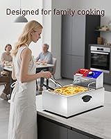 Vista 7 de Freidora Comercial Profunda - Freidora Eléctrica Profunda de 12 L con Cesta de 6 L, Freidora Comercial Profunda con Cesta, Freidora de Acero