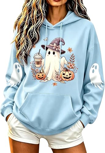 Halloween Hoodies for Women with Long Sleeve Pocket Baggy Casual