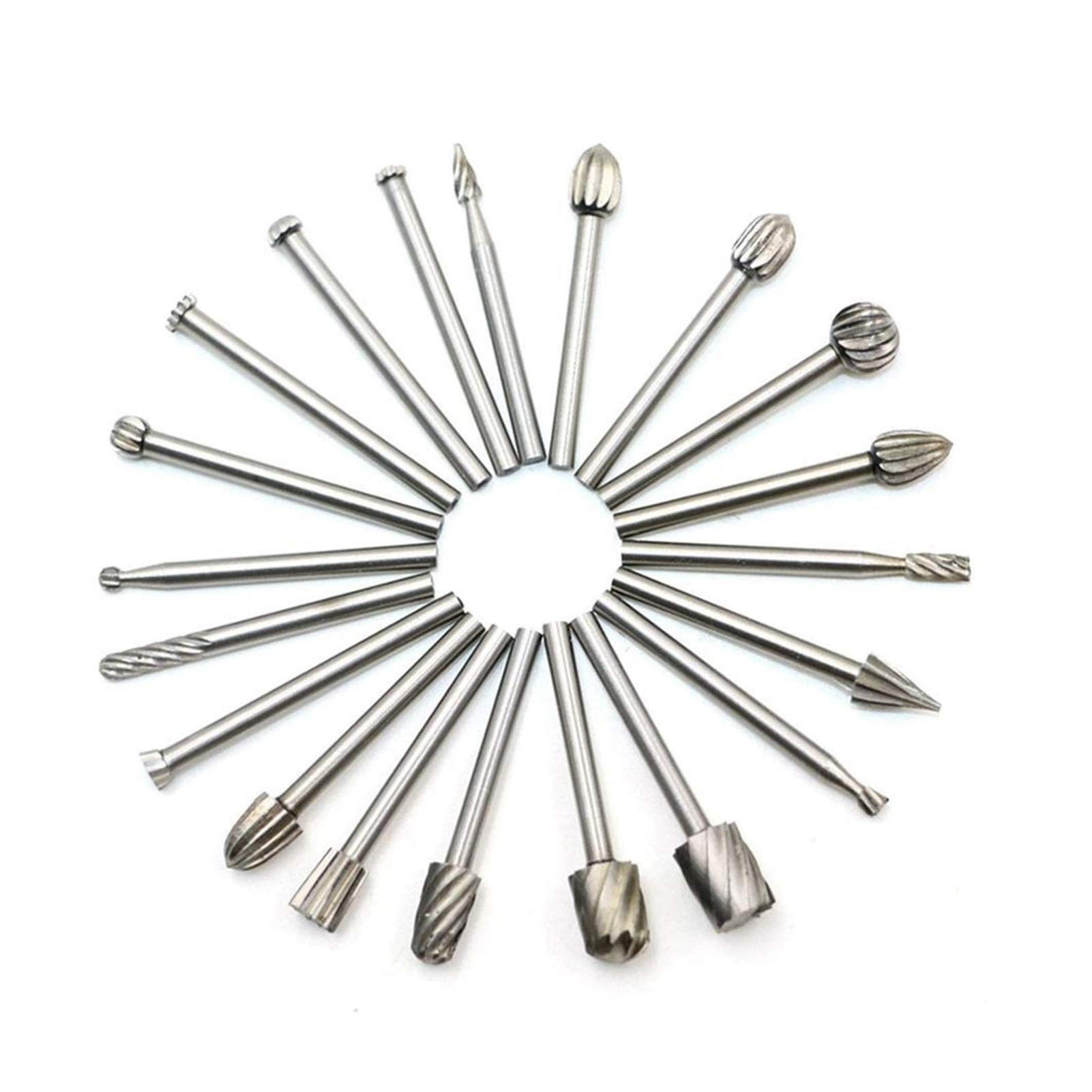 Cortador de fresado de superficie 20 piezas de acero de alta velocidad cortador de fresado de carpintería cortador de fresado de 3 mm de broca de 3 mm. Archivo rotativo Herramienta de carpintería CNC