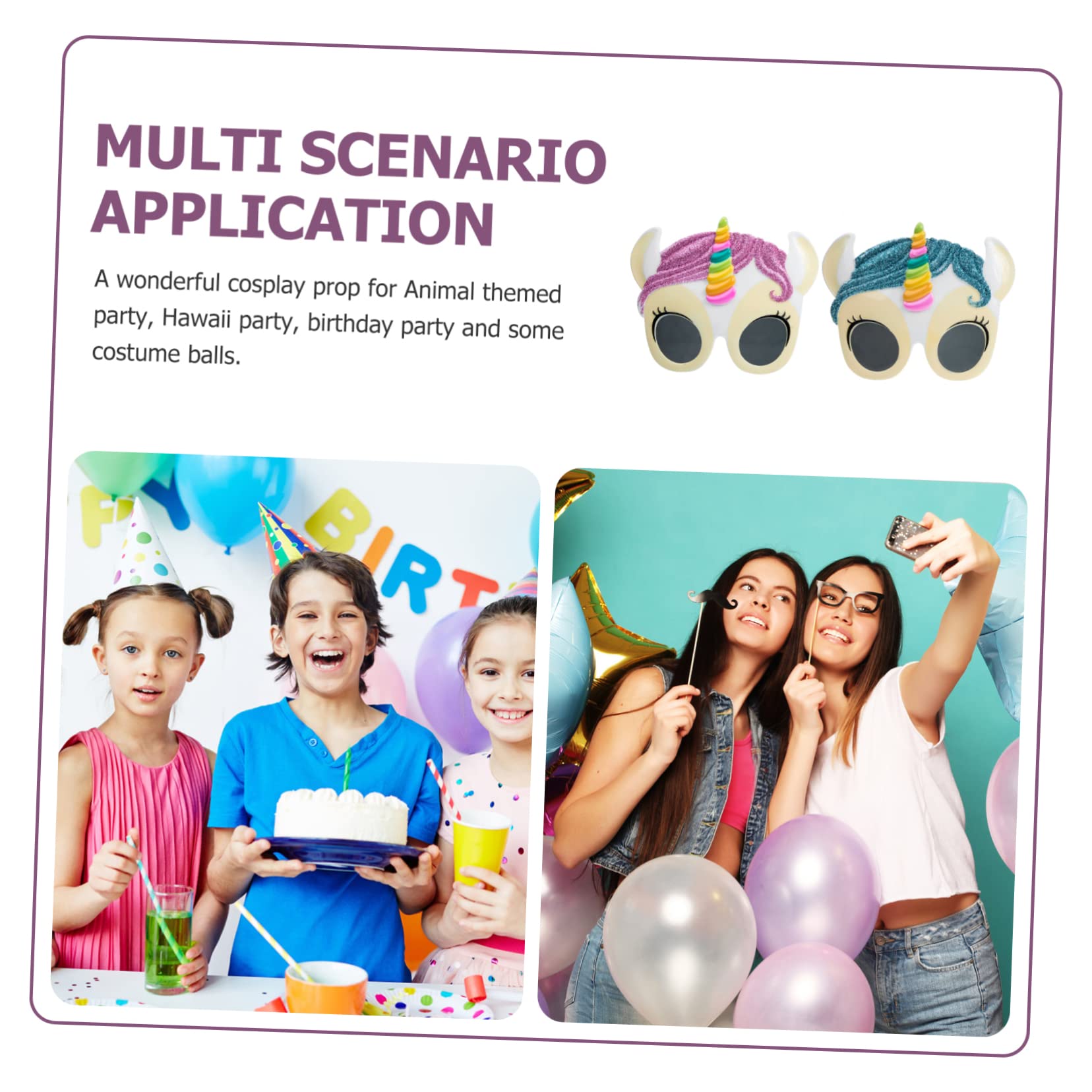 SHERCHPRY 8piezas Gafas De Fiesta De Unicornio Accesorios Divertidos Para Fiestas De Cumpleaños y Eventos Temáticos Gafas De Cartón Creativas Para Fotografía y Cosplay