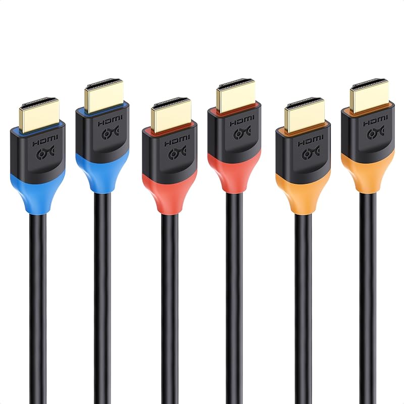 [Ultra High Speed HDMI Certified] 3-Pack 8K HDMI Cable, 6.6ft | 8K@60Hz, 4K@240Hz, 48Gbps, 2m, HDR, Compatible with PS5, Xbox Series X/S, RTX/RX GPUs, Apple TV