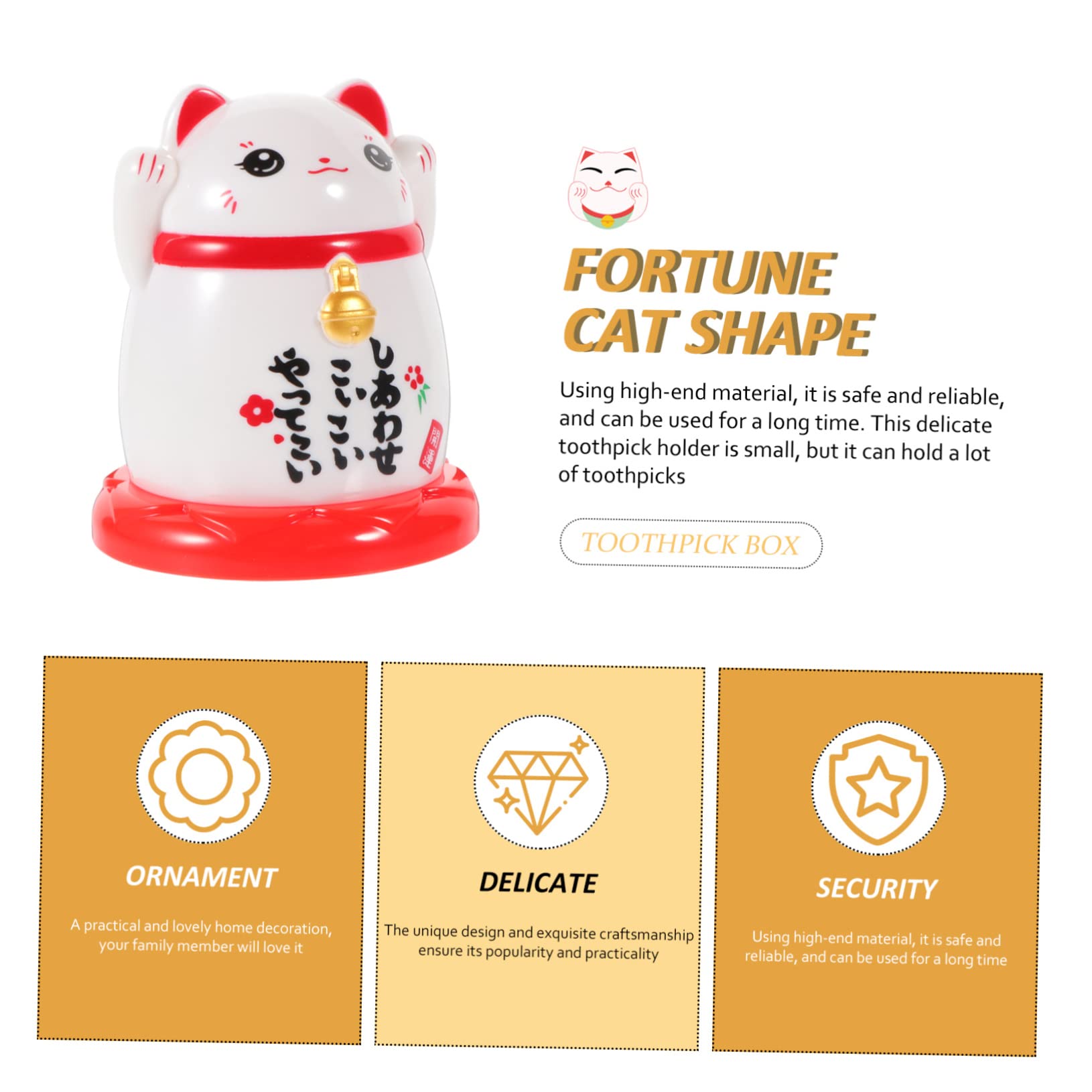 Cabilock Decorative Toothpick Holder Fortune Cat Adornment Plastic Toothpick Box for Kitchens Restaurants and Parties Chic Cat Design Keeps Toothpicks and Neat