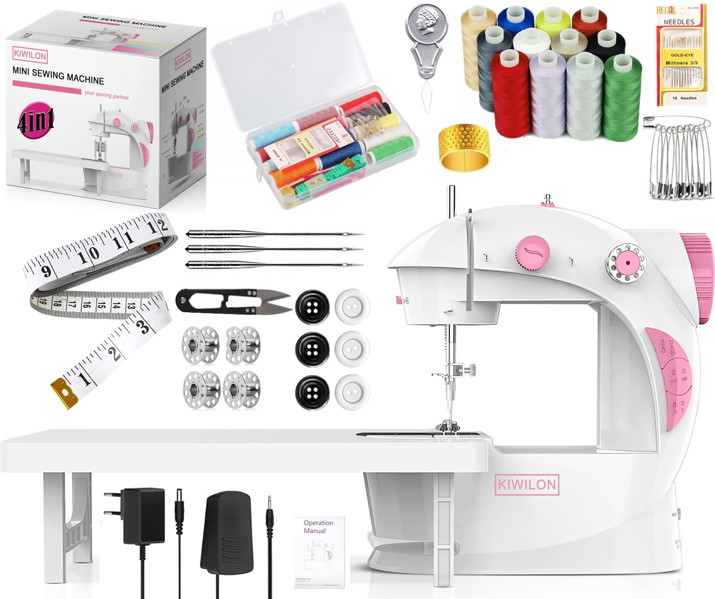 Electric Sewing Machine With Table Set, Mini Silai Machine For Home Tailoring, Stitching Machine With Foot Pedal, Adapter And Fully Loaded Sewing Kit