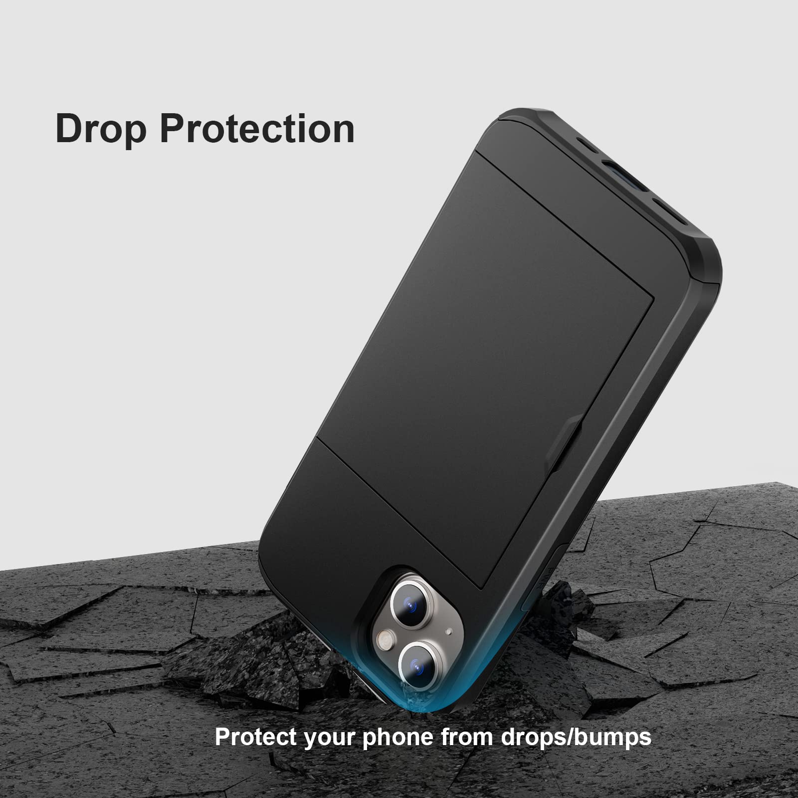 Custodia A Portafoglio Con RFID Per IPhone 14 Pro Max - Copriobiettivo Scorrevole, Antishock, Sottile, Nera