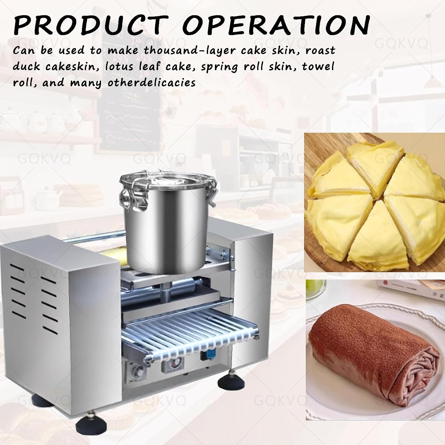 Thousand-Layer Egg Skin Maker,6"/8" Diameter,Crepe Thickness: 0.016” to 0.047”,200-300 Slices/H,Adjustable Speed,for Mille Crepe Cake,Pancake,Egg Roll Wrappers & Dessert Shops 6inch