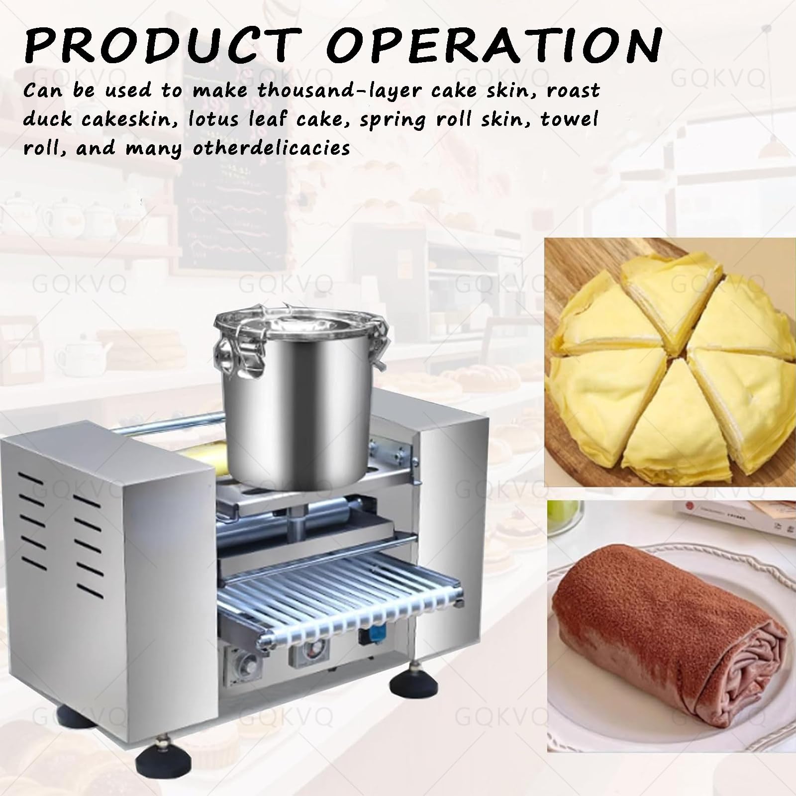 Macchina Automatica per la Preparazione di croste di Torte,Macchina per crêpe elettrica da 2400 W,Temperatura Regolabile da 150 a 200 °C,per Torte Mille crêpe da 6/8 Pollici 6inch