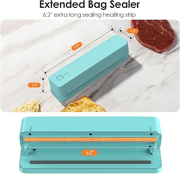 FEPPO Bag Sealer, 3000mAh Rechargeable Mini Bag Sealer with 6.2 Heating Strip, Heat Seal Portable 3 Adjustable Gears Quick Heat Sealer for Chips Snacks Candies Bags Food Storage