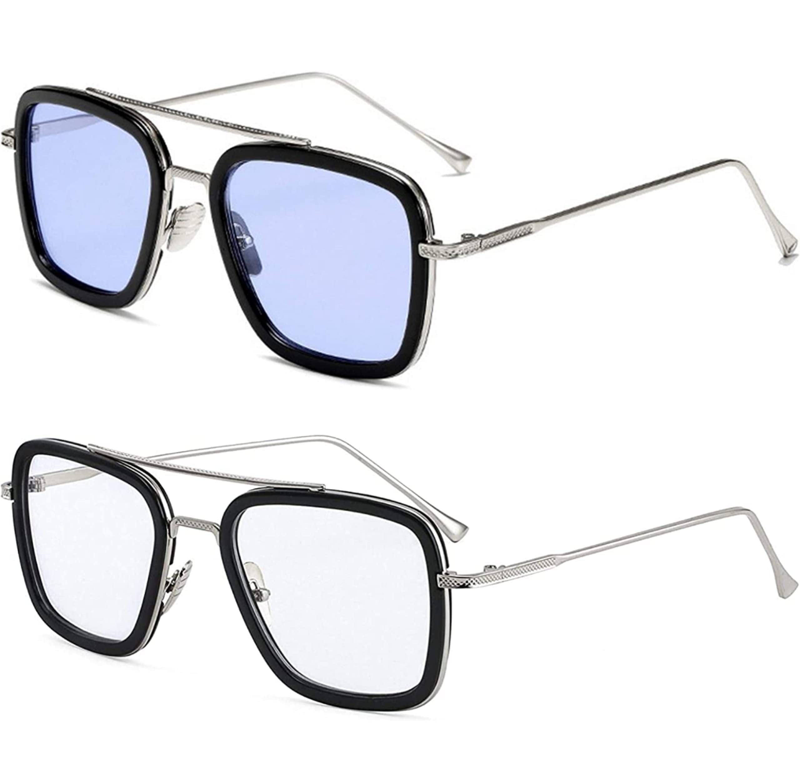 ARICKS Tony Stark Style Blue Light Blocking Glasses for Men Women, Iron Man and Spider-Man Computer Gaming Glasses by Computer/Tablet/Laptop/Mobile, Blue & Clear, M
