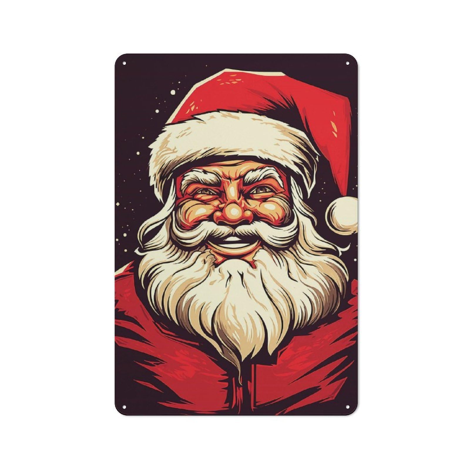 Junmoney Santa Claus Christmas Printed Metal Sign 30X20cm For Café Or Restaurant, New-Space Wall Decor For Café Owners And Decorators