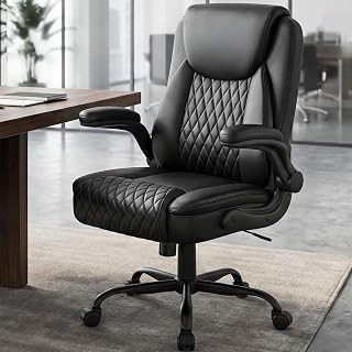 GTPLAYER Office Chair, Ergonomic Gaming Chair with Flip-up Armrests Comfy PU Leather Desk Chair