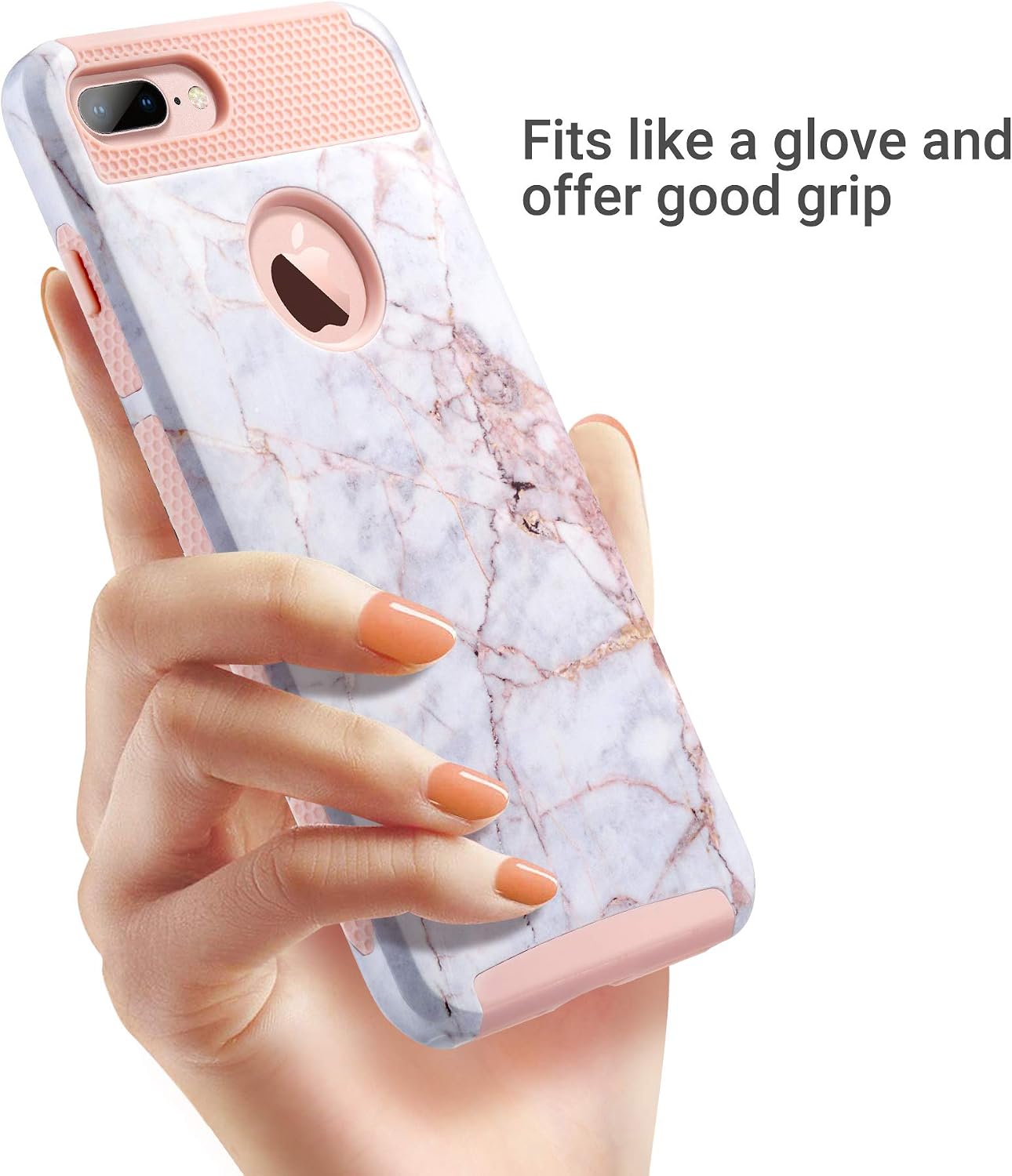 ULAK iPhone 7 Plus Case, Slim Dual Layer Protection Scratch Resistant Hard Back Cover Shock Absorbent TPU Bumper Case for Apple iPhone 7 Plus 5.5 inch, Marble