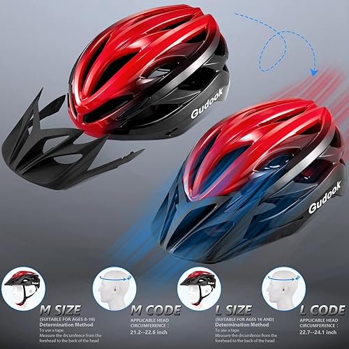 Miniatura 6 de Casco de bicicleta para hombres - mujeres, casco de bicicleta adulto - certificado, ligero, cómodo, ajustable, con visera desmontable para ciclista