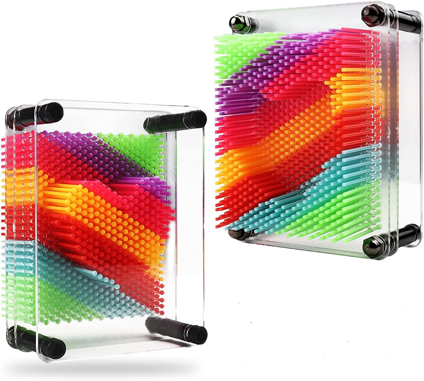 3D Pin Art Toy – Unique Rainbow Plastic Pin Art Board for Kids，3.7 * 5 inch 3D Pin Impression Sculpture Needle Toys to Inspire Imagination and Creativity for Children (Small)