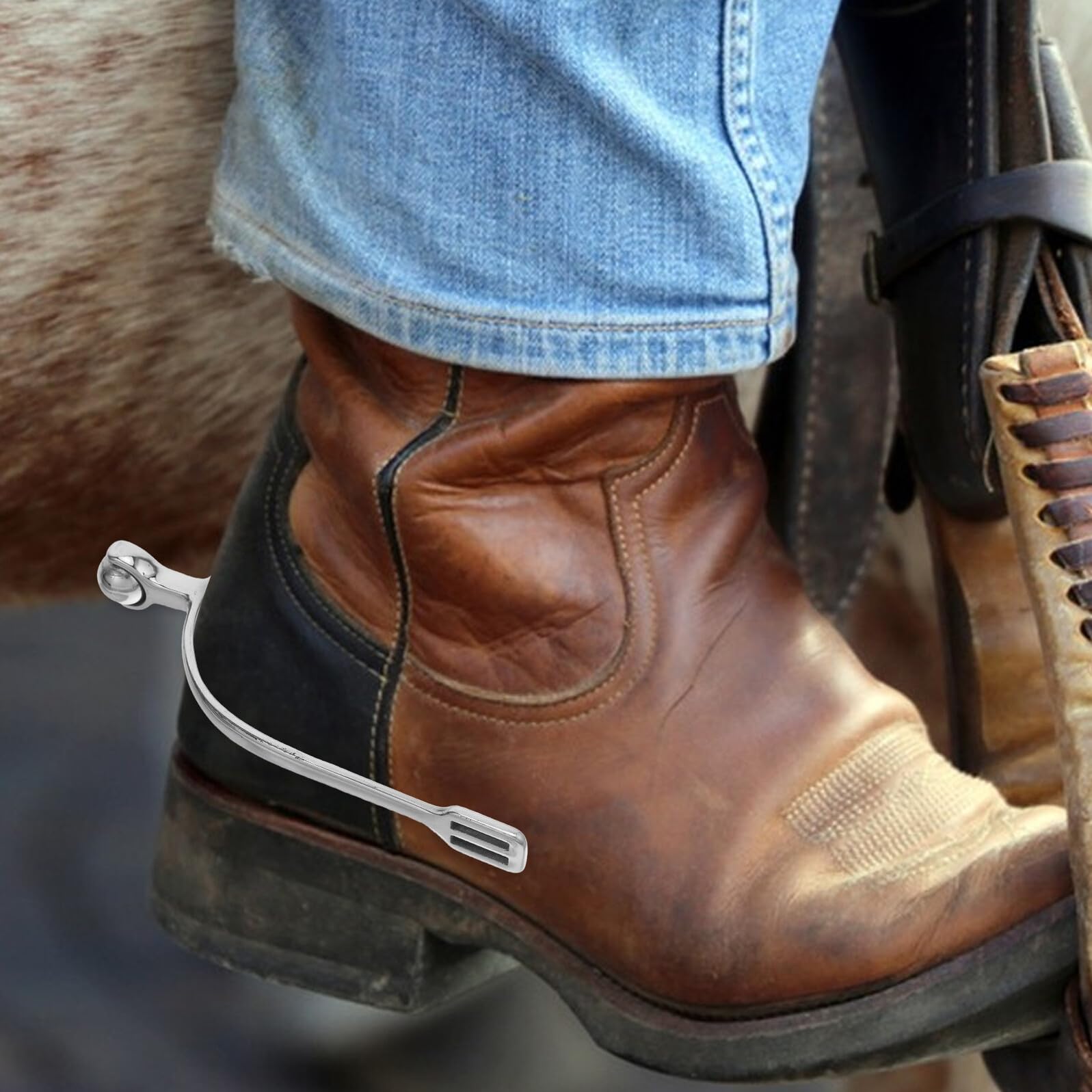 Abaodam Speroni Inglesi in Acciaio Inossidabile con Sfera Rotante per Equitazione Maschile – Accessorio Equestre Regolabile per Allenamento Cavalli e Utilizzo in Eventi Sportivi e Ranch