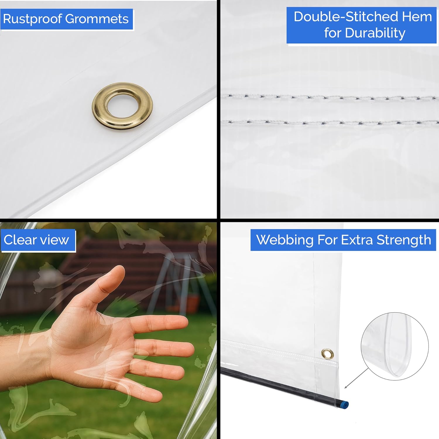 Covers & All Outdoor Clear Curtains for Patio Waterproof – 18 oz Outdoor Tarp Clear Vinyl Curtains, Gazebo Curtains with Brass Grommets for Pergola, Porch & Patio Walls for Winter (8 x 10 ft)