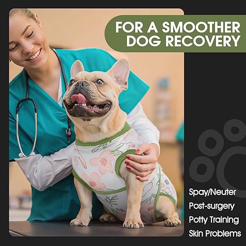 Miniatura 42 de Fuamey Traje de recuperación para perros, esterilización, protege la piel, antilamidos, heridas abdominales, mameluco para hembra, macho, cachorro