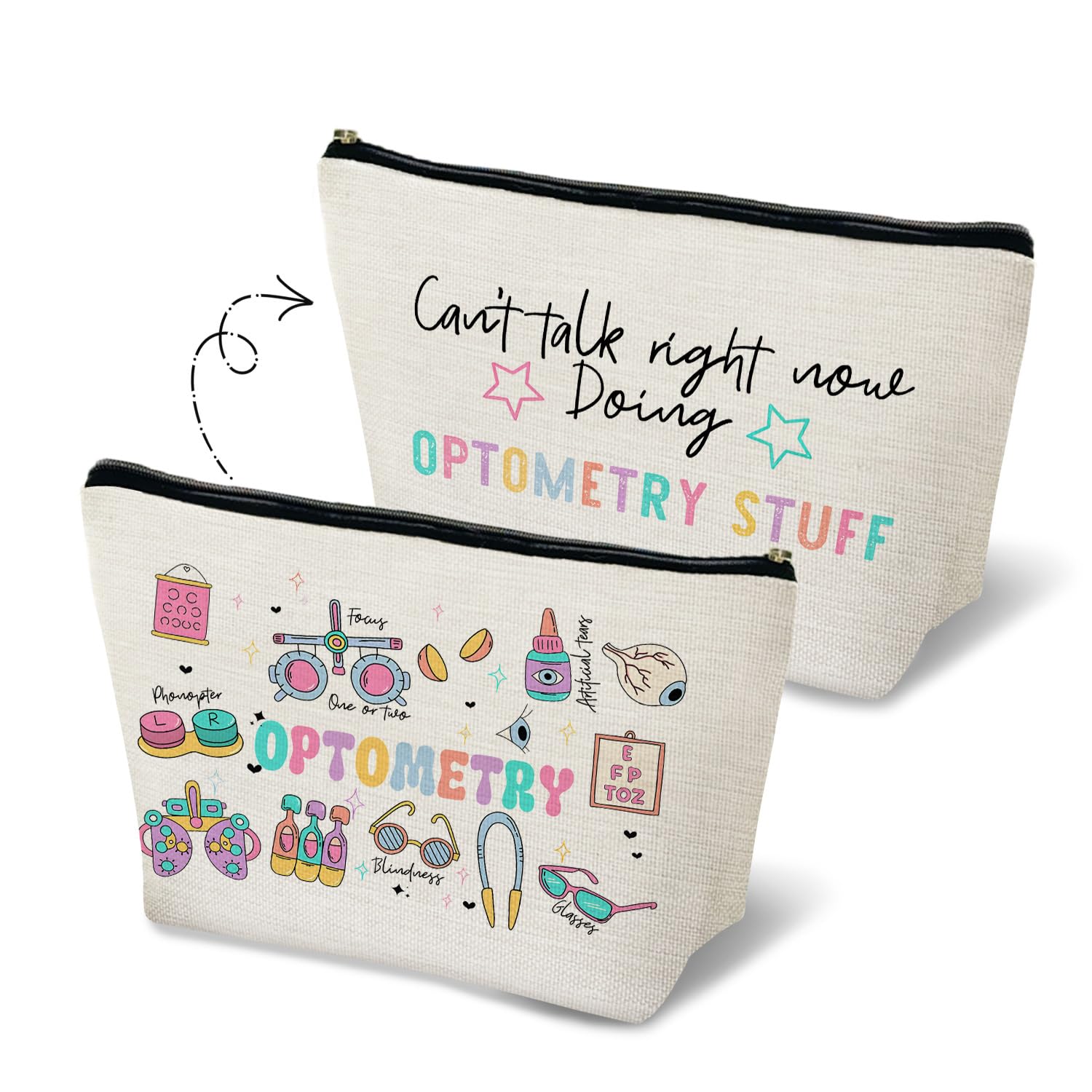 Optometry Gifts, Doctor Nurse Makeup Bag for Purse, Ophthalmology Gifts Cosmetic Bag Travel Toiletry Bag for Women, Eye Optometrist Gifts Zipper Makeup Pouch