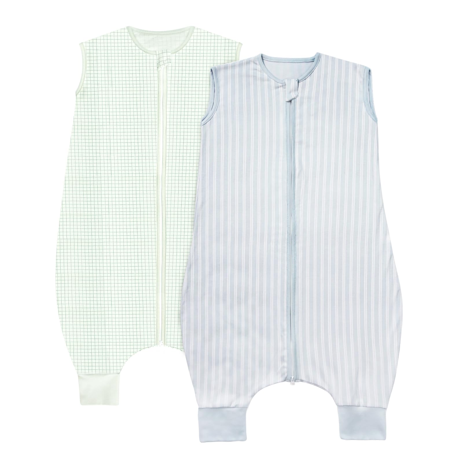 Toddler Sleep Sack with Feet 18-24 Months 2 Pack, 100% Cotton Wearable Blanket for Baby 2T, 2-Way Zipper Baby Sleeping Sack with Legs for Boys and