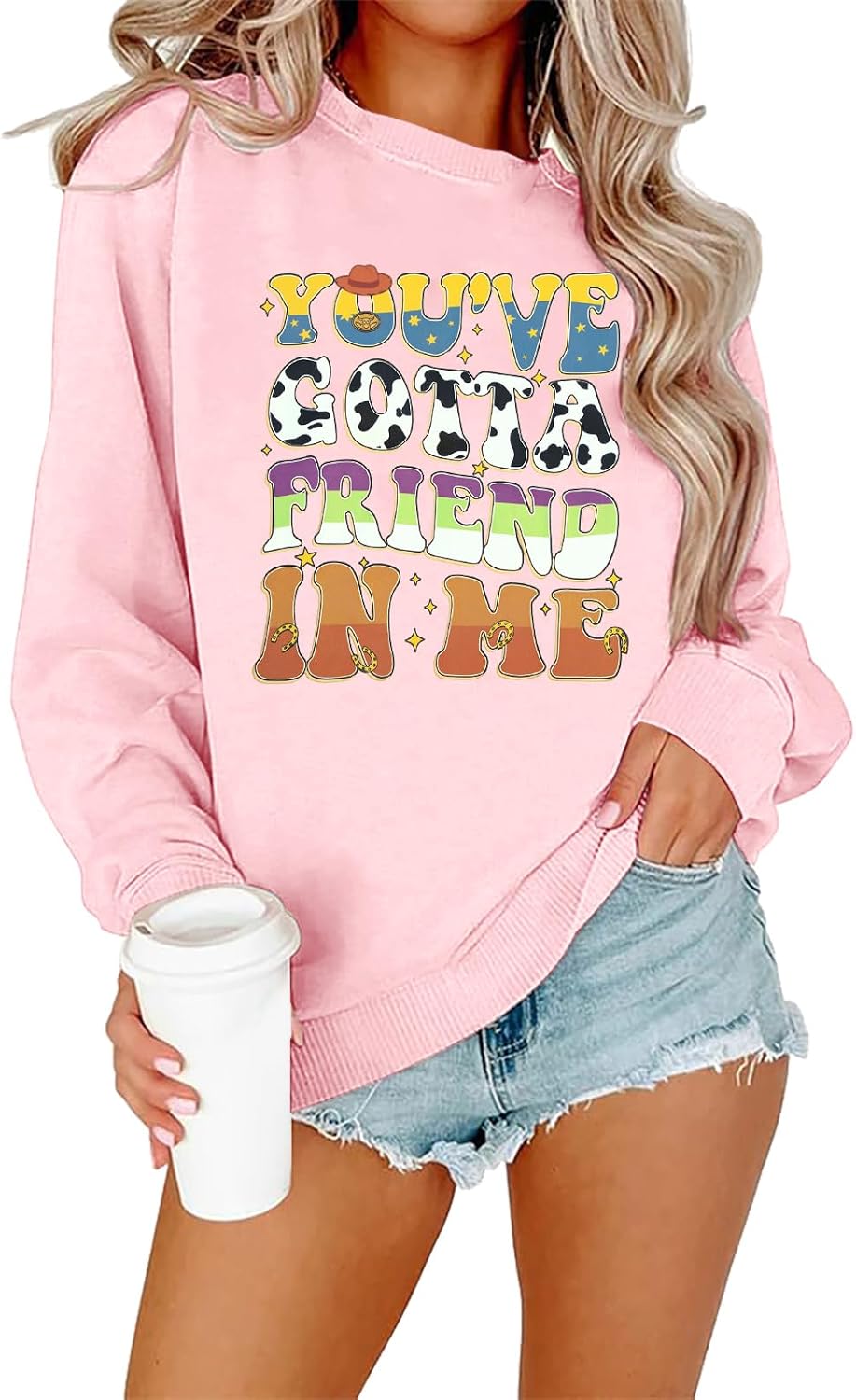 NANYUAYA You've Got A Friend in Me Sweatshirt for Women Funny Letter Print Shirt Cute Toy Vacation Long Sleeve Graphic Tops image 4