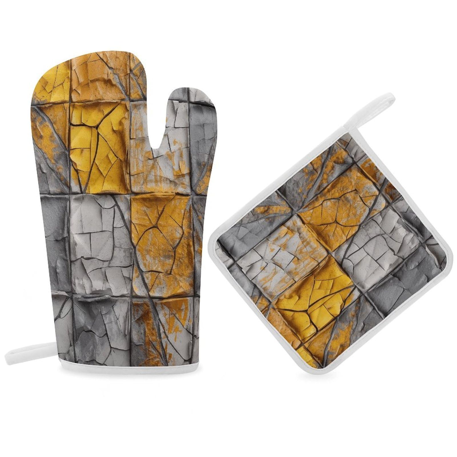 Fodpand Women's Style Interesting Square Oven Mitts And Pot Holders Sets,Oven Gloves For Kitchen Oven Mitts And Potholders For Baking Cooking Grilling Apartment Essentials